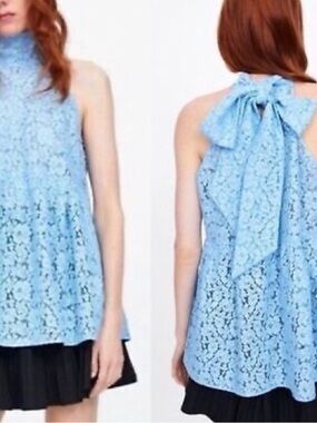 BNWT Zara Lace Peplum Halter Top (M)